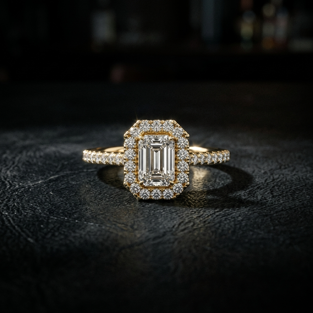 Emerald Halo Lab Diamond Leila Ring - Image 1