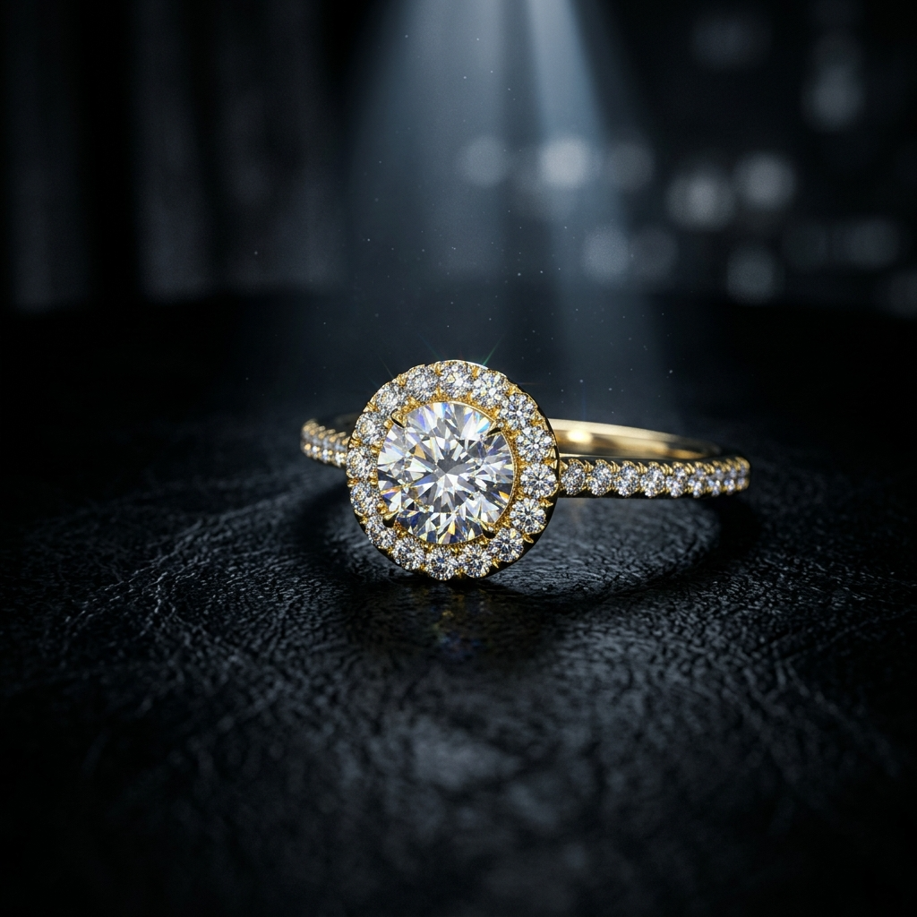 Round Halo Lab Diamond Sage Ring - Image 1